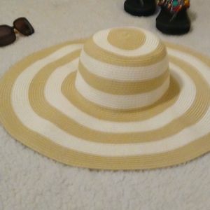 Brand New Tan and White Straw Hat
